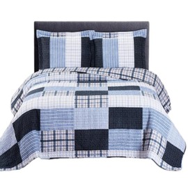sheetsnthings Zoe Microfiber Twin XL Quilt Sets- 2 Piece Oversized Reversible Printed Coverlets