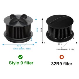 2 PK Replacement Filter Compatible with Bissell Style 9, 10, 12 Power Force & Helix Turbo Hepa and Foam Filter Set Bissell 32R9,203-7913, 2031085ES, 203108532065,32064 & 32065