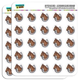 Brown Horse in Horseshoe 1" Planner Calendar Scrapbooking Crafting Stickers - Clear