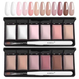 AIMEILI Hema Free Solid Gel Nail Polish 12 Colours Solid Nail Gel UV LED Soak Off White Pink Solid Cream Gel Polish Set 2