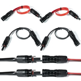 Solar Cable Window Feed-Through 35 cm Cable Waterproof PV Cable 2 Pairs Window Feed-Through Solar Cable Copper Cable Galvanised 6 mm² for Balcony Power Plant