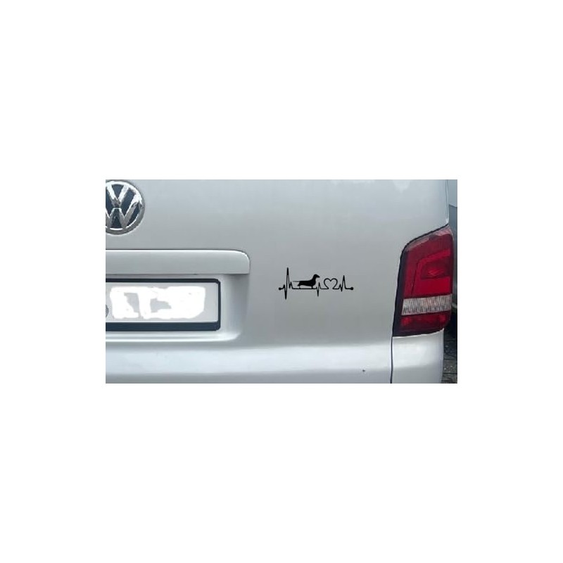 Dachshund Heartbeat Car Sticker 18 cm Wide