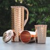 Pure Copper Hammered Jug 1 Litre Capacity with 2 Cups