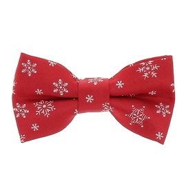 SHIPITNOW Christmas bow tie boys jacquard - snowflake, Christmas tree or candy cane children's bow tie - winter Christmas Eve bow tie, Snowflake Red and White