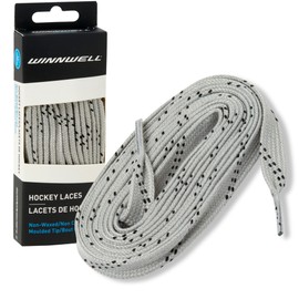 Winnwell Non Waxed Hockey Skate Laces - Ice Hockey & Roller Blade Skates Laces, Multiple Lace (Silver Grey/Black, 120")