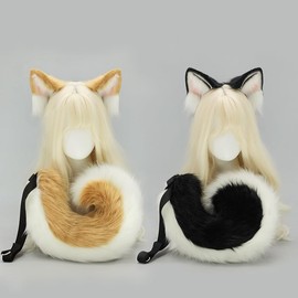 Ahegao Dog Ears/Tail Set, Cosplay Goods, Dog Ear Headband, Dog Tail, Halloween, Disguise, Animal, Unisex, Cultural Festival, Cosplay Accessory