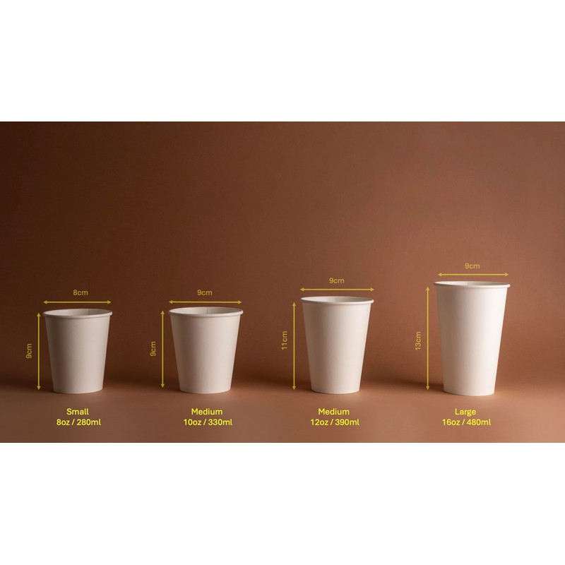 FOOGO Green 100x 8oz Disposable Paper Coffee Cups, FSC® Certified,