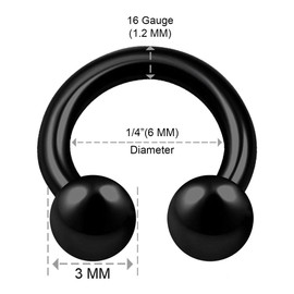 KJM FASHION Pack of 3 Anodised Horseshoe Ear 1.2 mm 16 g Nose Earrings Tragus