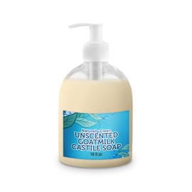 LandLSoap Goat Milk Unscented Pure Castile Soap Liquid for Face, Hand & Body Wash-Made in USA, All Skin Types, Dry & Sensitive Skin 16 oz