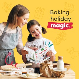 Baketivity Holiday Gingerbread House Kit And Kids Cookbook - Bake And Build Edible Gingerbread House - Kids Baking Set With Materials And Premeasured Ingredients - Kids Holiday Cookbook And Baking Kit
