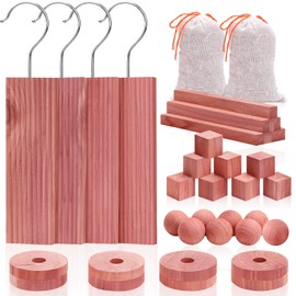 Homode Cedar Blocks for Clothes Storage, Set of 40, Cedar Chips for Closets and Drawers, Aromatic Cedar Wood Balls and Cedar Sachets, Cedar Closet Freshener