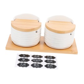 GRIRIW 1 Set Ceramic Condiment Jars Stylish Kitchen Spice Storage Pots with Wide Mouth Opening for Easy Dispensing Capacity Seasoning Containers for Salt Sugar and Pepper for Home Cooking