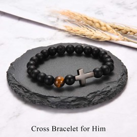 TEVOP Teenage Boy Gifts, Cross Bracelet Gifts for Boys, Boys Bracelet Memorial Birthday Graduation Christmas Presents for Son Grandson Nephew