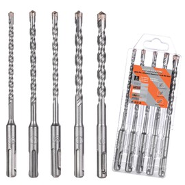 HPMAISON SDS Plus Rotary Hammer Drill Bit Set, 5PCS Cross Drill Bits Hammer Impact Drill Bit for Drilling Stone, Concrete, Brick Wall, Cement, Masonry 5.5mm/6mm/6.5mm/8mm/10mm x 160mm