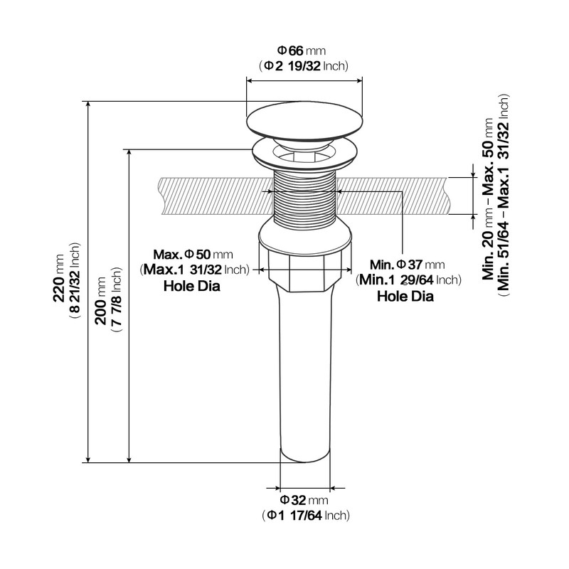 KAIYING Pop Up Drain, Bathroom Sink Drain Stopper, Vessel Sink