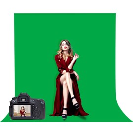 BEIYANG 5 Ft x6.5 Ft Photography Backdrop Green Screen, Green Background Non-Reflective Fabric, Wrinkle Resistance Greenscreen Photo Background for Chromakey Photo Studio Video Shooting