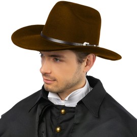 Cowboy Hat Texas Brown KW 61 cm Western Costume Accessory for Men Fancy Dress Carnival Theme Party