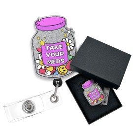 Cusrtyh,Take Your Meds Funny Nurse Nursing Badge Reel Retractable with Alligator Clip, for Nurse Doctor ICU ER Nursing Student Teacher Doctor RN LPN Nursing Work Supplies YXZ116