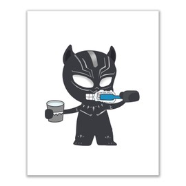 Black Panther Bathroom Photos - Set of 4 (8 inches x 10 inches) Kids Prints