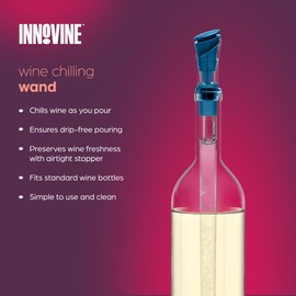 Innovine Wine Cooling Wand with Airtight Stopper and Drip-Free Spout, Chills, Pours, Preserves Wines, Fits Standard 750 ml Bottles, Perfect for Parties & Outdoor Events, Set of 1, Deep Teal