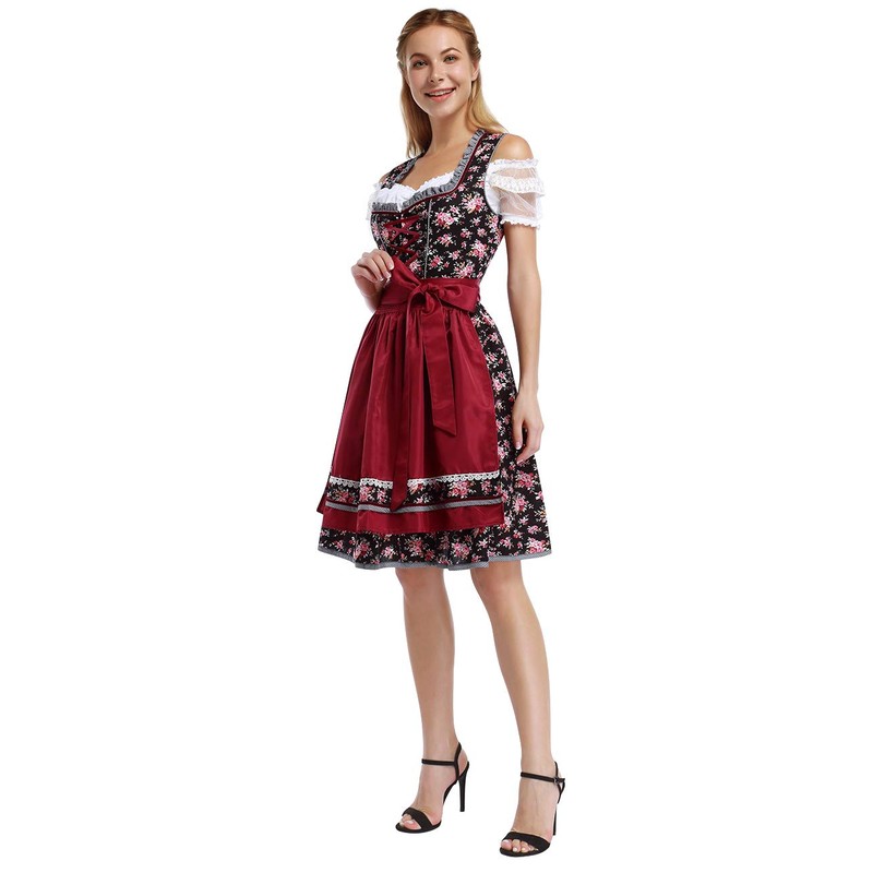 KOJOOIN Women's Traditional Dirndl Costume, Short, Midi, 3-Piece Costume for