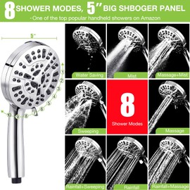 Filtered Shower Head Combo, Includes 20 Stage Shower Filter Head, High Pressure Handheld Spray Showerhead, 79" Extra Long Hose, Shower Arm Mount Holder, for Hard Well Water Chlorine, Chrome (HSF80)