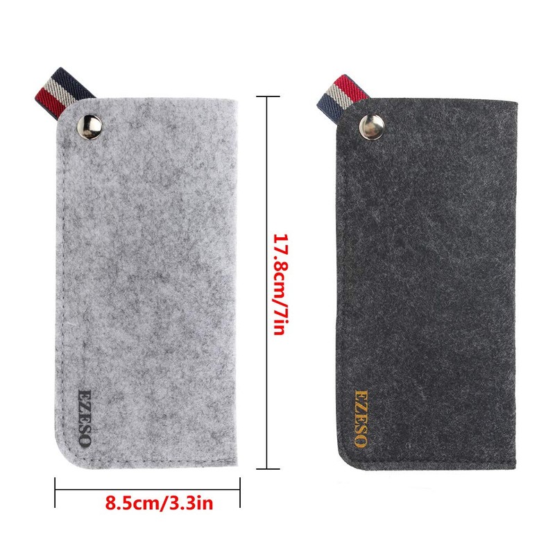 EZESO 3 Pack Felt Eyeglass Sunglasses Storage Bag Portable Pouch