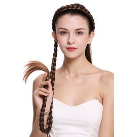 WIG ME UP - N1038-2T30 hairpiece plat plaited to Alice band very long livery blonde mottled 37,5 inches