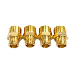 4Pcs 3/8" NPT x 1/2" NPT Male Pipe Hex Nipple,Brass 1/2" NPT Male x 3/8" NPT Male Reducing Hex Nipple Adapters