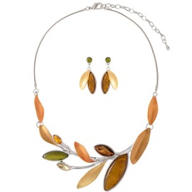 Mycitta Vintage Chunky Statement Jewelry Set Retro Leaf Floral Geometric Bohemian Boho Bib Necklace Earring Set Fashion Costume Jewelry for Women Girls Wedding Party Prom Unique Gift, Resin, Cubic Zirconia