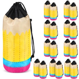 Saypacck 18 Pcs Pencil Drawstring Bags Teacher Gift Bags 4 x 12 inch Preschool Graduation Gift Back to School Decoration Party Favors for Teacher Appreciation Classroom