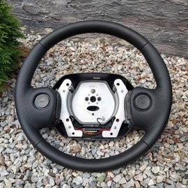 RedlineGoods Lenkradbezug kompatibel mit Dodge Dakota 1994-96. Maßgeschneidert – nicht universell. Echtes italienisches schwarzes Wildleder (Alcantara) mit rotem Faden