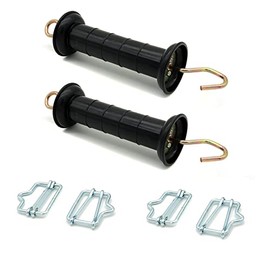 Plastic Electric Fence Gate Handle with Polytape Splicer,Spring Gate Handle with Poly Tape Buckle. (2)