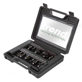 Trend 12 Piece Router Cutter Starter Set, 1/4 Inch Shank, Tungsten Carbide Tipped, Storage Case Included, SET/SS8X1/4TC