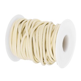 PATIKIL 11 Yard x 3mm Round Leather Cord for Jewelry Making, Leather String Lace Leather Rope Spool for Crafting Necklace Bracelet Beading Lanyard Braiding, Beige