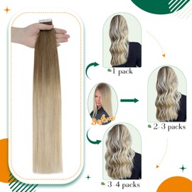 Easyouth Ombre Tape in Hair Extensions Human Hair Balayage Tape in Extensions Brown to Platinum Blonde Tape in Real Hair Extensions Remy 22 Inch 50g 20Pcs