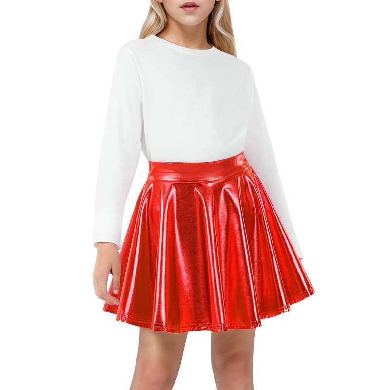 KEREDA - Faldas metálicas para niñas con diseño holográfico acampanado