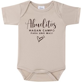 Pregnancy Announcement Gift,Abuelitos Hagan Campo Para Uno Mas Spanish Pregnancy Announcement Infant Bodysuit,Coming Soon Announcement Reveal Ideas for Grandparents,Husband,Aunt(0-3 month,Oat)