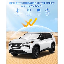 Canvcle Sunshades for 2021-2025 2026 Nissan Rogue (NOT for Nissan Rogue Sport) Accessories Windshield Sunshade Side Rear Windows Sun Visor Privacy Protection Keep Vehicle Cool Black 8PCS