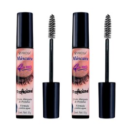 PROS_A Máscara de Pestañas Profesiona| Fórmula Resistente al Agua, Rimel Profesional larga duración | kit de 2 Piezas | Cepillo efecto alargador y da volumen 13g (Profesional)