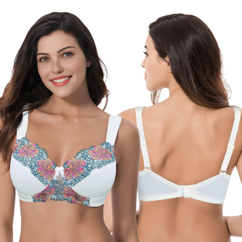 Curve Muse Women's Plus Size Minimizer Wireless Unlined Bra with