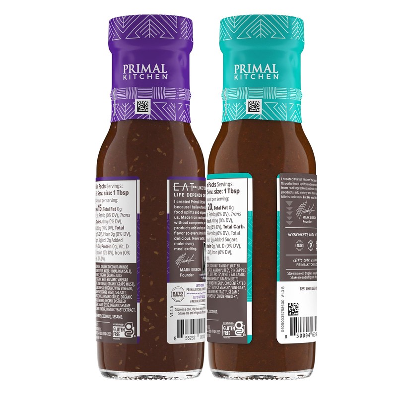 Primal Kitchen No Soy Teriyaki Sauce Variety 2-Pack, Made with