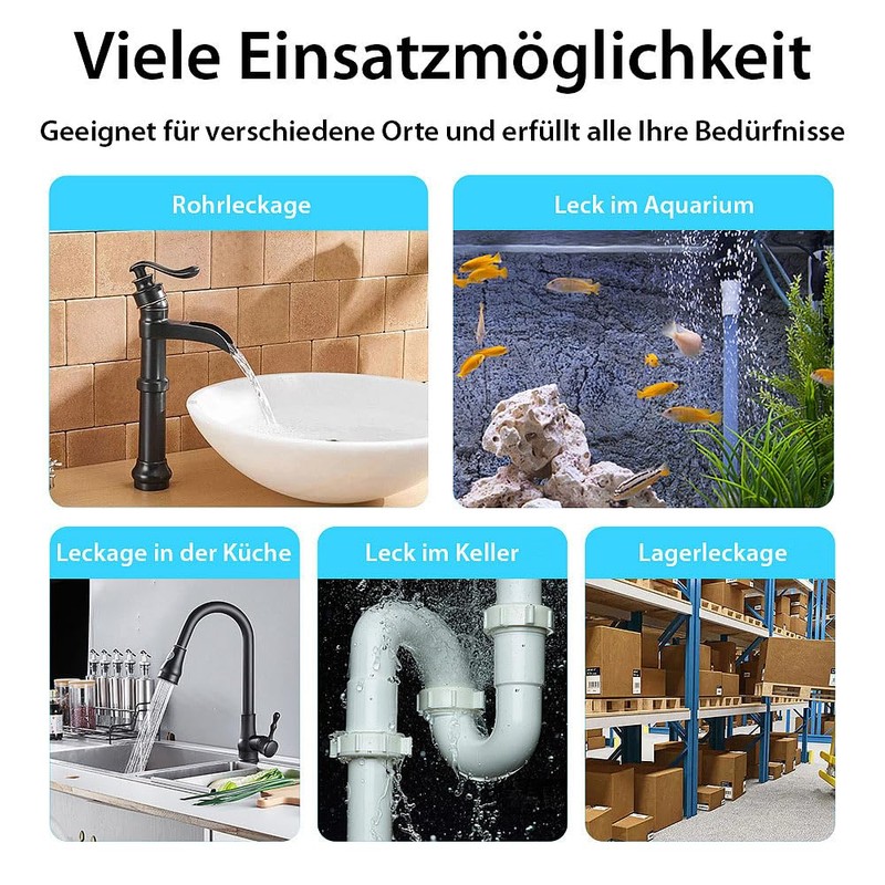 Luminea Home Control Water Alarm: Set of 2 WiFi Water