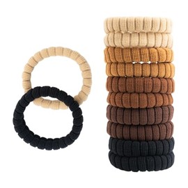 SXQLYH Pack of 10 Large Hair Scrunchies Band Rope Seamless Cotton Stretchy Beautiful Soft Elastic Ponytail Holder Headband for Thick Heavy Long Curly Hair, No Kinks No Interruption