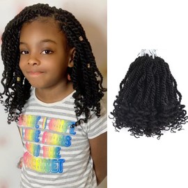 6 Inch Wavy Senegalese Twist Crochet Hair Color 4 Short Crochet Braids for Black Women 8 Packs Pre Looped Bob Kinky Twist Crochet Hair with Curly Ends for Kids (6 Inch,4)