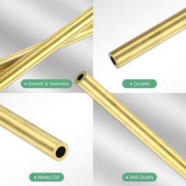 M METERXITY 300mm Brass Round Tube, 7mm OD 1.5mm Wall Thickness H65 Brass Seamless Tubing for Construction/Machining/DIY Crafting, Metal Straight Pipe [0.28x0.06x11.8IN]