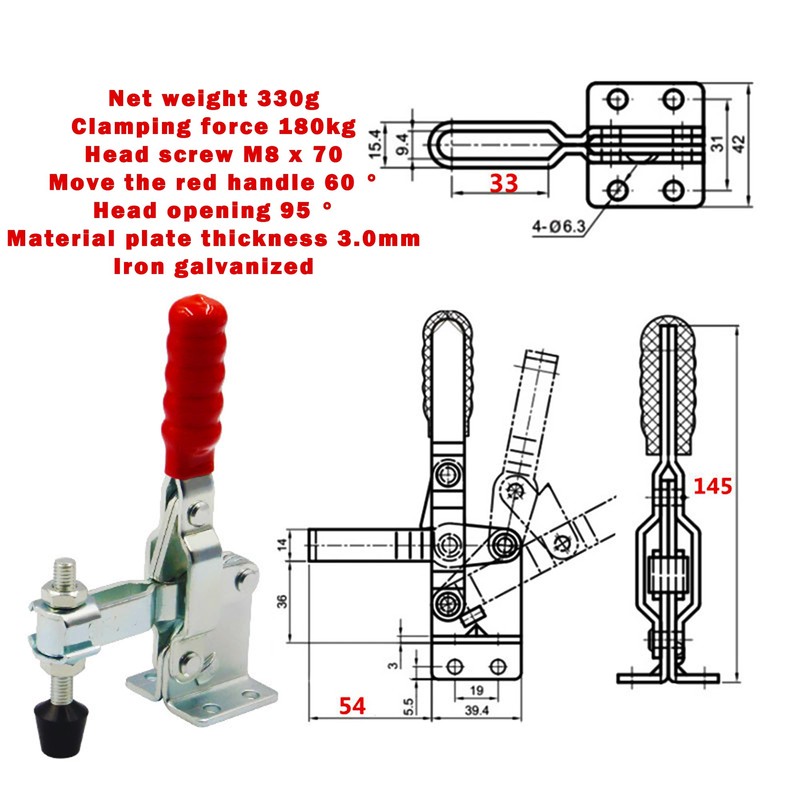 MINGZE Toggle Clamp, Vertical Quick Fixed Release Hand Tool Iron