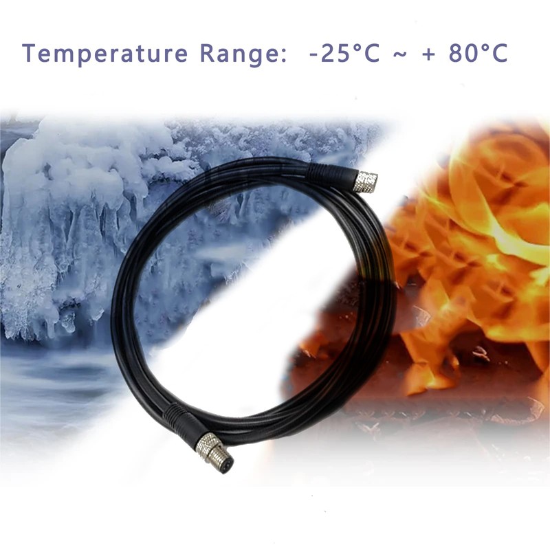 Keisnoaja 2 Pcs M8 4 Pin Serial Cable 180 Degree