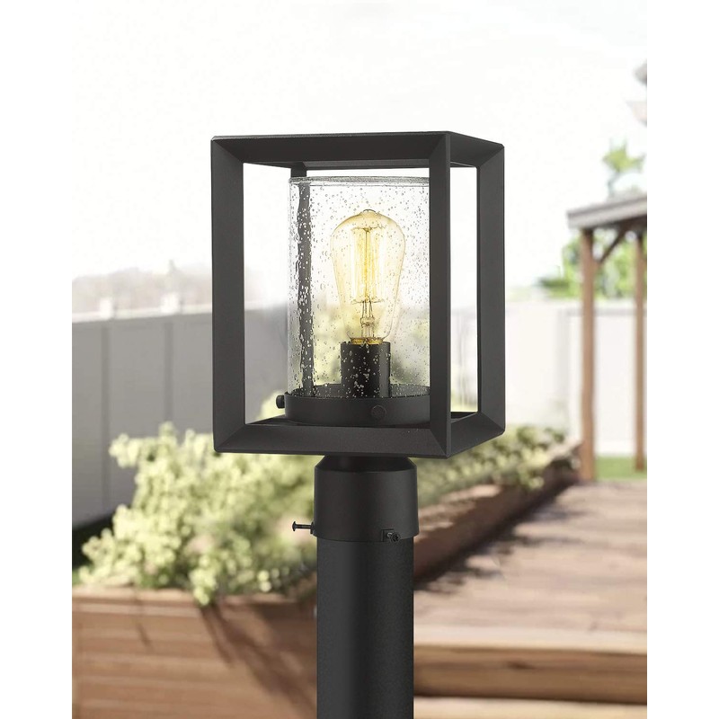Emliviar Post Lights Outdoor Fixture, 1-Light Lamp Post Lantern, Black