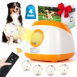 Wortade Automatic Ball Launcher for Dogs, Dog Ball Thrower with 40-60-80Ft Distance, Rechargeable Automatic Launcher with 4 Balls (2.5"), Remote Control Launcher for Medium & Large